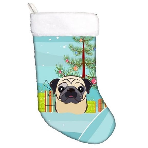 Christmas Tree & Fawn Pug Christmas Stocking