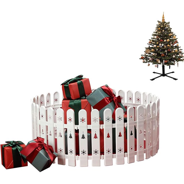 Christmas Tree Fence, 24pcs/30pcs/36pcs White Thick Picket Fence For