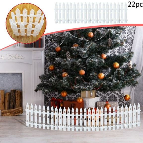 Christmas Tree Fence Decoration Plastic Picket, Holiday Yard Borders and Garden Fencing for Home, Christmas Tree Skirt Alternative and Seasonal Display, Front Door Welcome and Mantel Decor Sopatenor