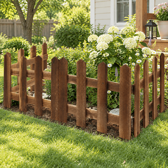 Christmas Tree Fence, Wooden Christmas Tree Gate Fence Panels 23 X 11.6 Inches, Fence Brown Picket Fence Border