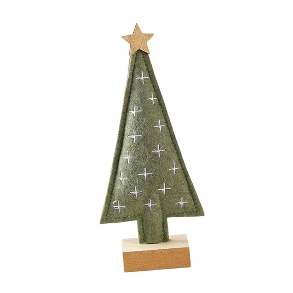 Christmas Tree Figurine Small Xmas Tree Felt Tabletop Christmas Tree Wood Build Centerpiece for Holiday Fireplace Window