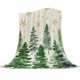 thumbnail image 1 of Christmas Tree Flannel Blanket for Bed,Travel and Camping, Winter Xmas Pine Tree Forest Snowflakes Linen Super Soft Cozy Blanket for All Seasons 32" x 48", 1 of 6