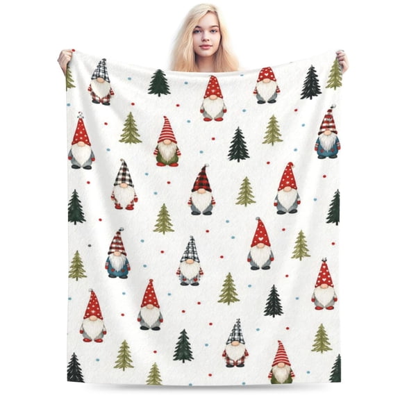 Christmas Tree Flannel Throw Blanket, Soft Cozy Lightweight Fleece Blanket for Couch or Bed, Holiday Decor 50x40