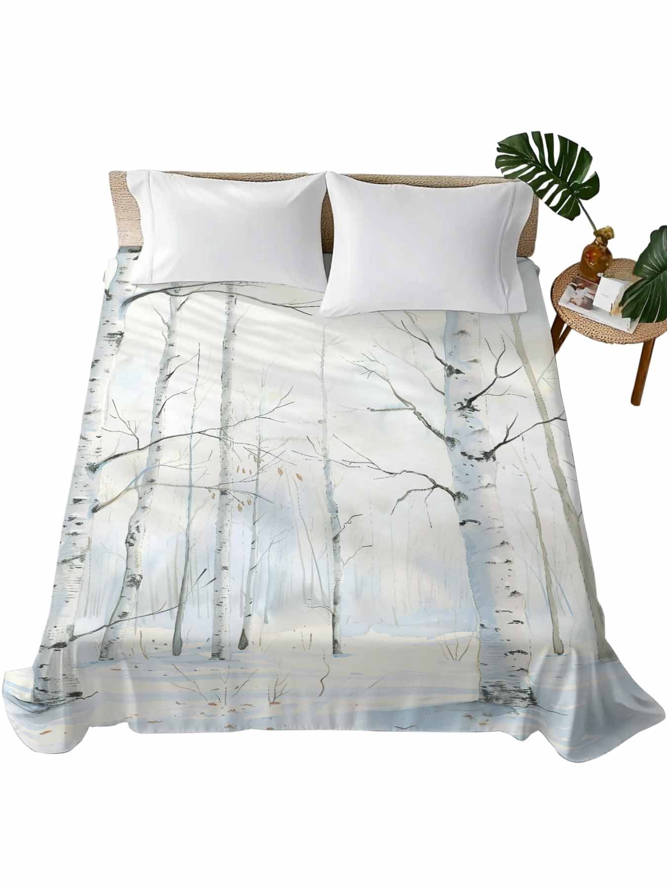 Christmas Tree Flat Sheets Only King Size, Soft Breathable Bed Top ...