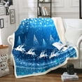 thumbnail image 1 of Christmas Tree Fleece Bed Blanket Throw 50"X60",Cute Xmas Deer Santa Claus Throw Blanket,Glitter Stars Snowflake Sherpa Blanket Blue Christmas Room Decor,Holiday New Year Fuzzy Blanket, 1 of 6