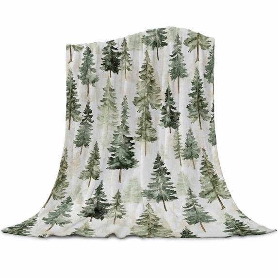 Christmas Tree Fleece Blankets for Couch, Xmas Green Pine Forest Farmhouse Vintage Throw Blanket Soft Flannel Blankets Throws Cozy Plush Microfiber Bed Blanket All Season 40"x50"