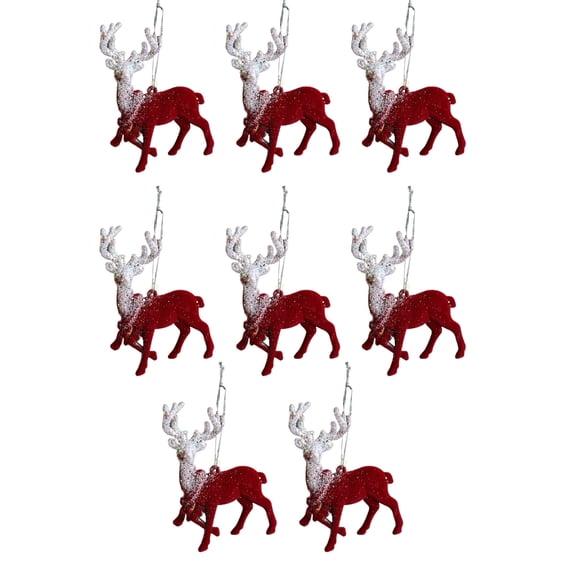 Christmas Tree Flocking Decoration Set Snowflake Star Reindeers Sequins