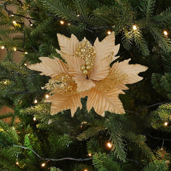 Christmas Tree Flowers Decorations | 1-Piece Cloth Simulation Flowers ...