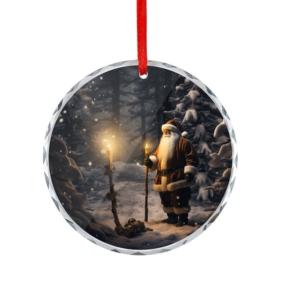 Christmas Tree In A Forest With Santa Crystal Glass Christmas Ornament Xmas Decor Indoor Home Holiday Party Gifts Hello Winter Holiday Christmas Ornaments Crystal Hanging