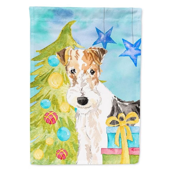 Christmas Tree Fox Terrier Flag Canvas House Size
