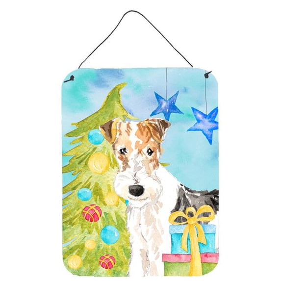 Christmas Tree Fox Terrier Wall or Door Hanging Prints
