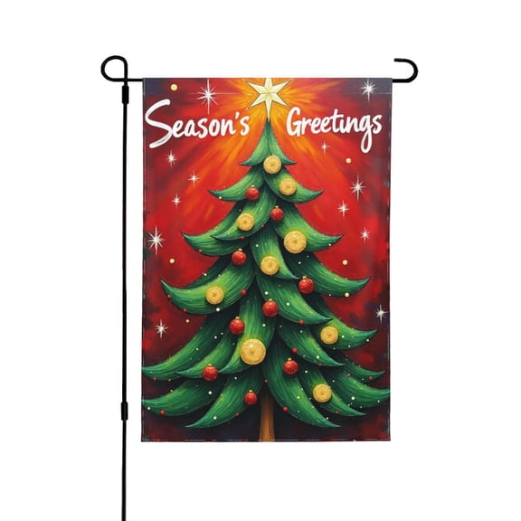 Christmas Tree Garden Flag 12.5 X 18 Inch Season Greetings Decorative Double Sided Burlap Small Flag Holiday Banners For Winter Xmas Farm House Yard Decoration 1 Flag