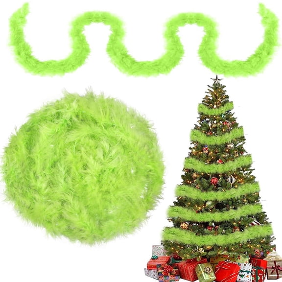 Christmas Tree Garland Decoration,Bexikou 3 Pack 19.7ft Hanging Christmas Tree Garland,Faux Feather Decorations for Xmas Tree Decorations Birthday Holiday Party Supplies