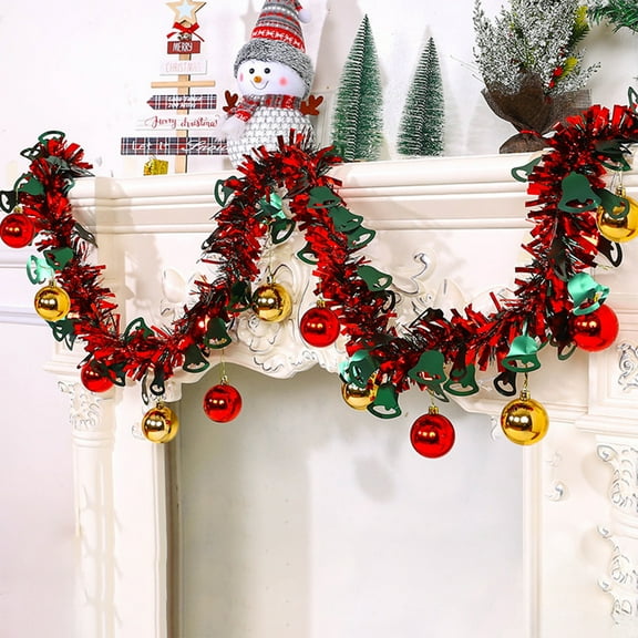 Christmas Tree Garland Set - 200CM Flexible Pine Garland with 12 Shatterproof Ball Ornaments, Ready-to-Hang Holiday Decor (Multicolor)‌