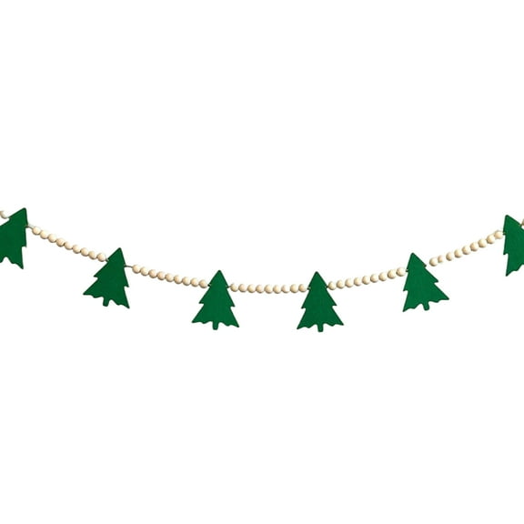 Christmas Tree Garland With Wood Beads,GreenTrees Holiday Banner,Home Decor,Christmas Party Gifts And Decor