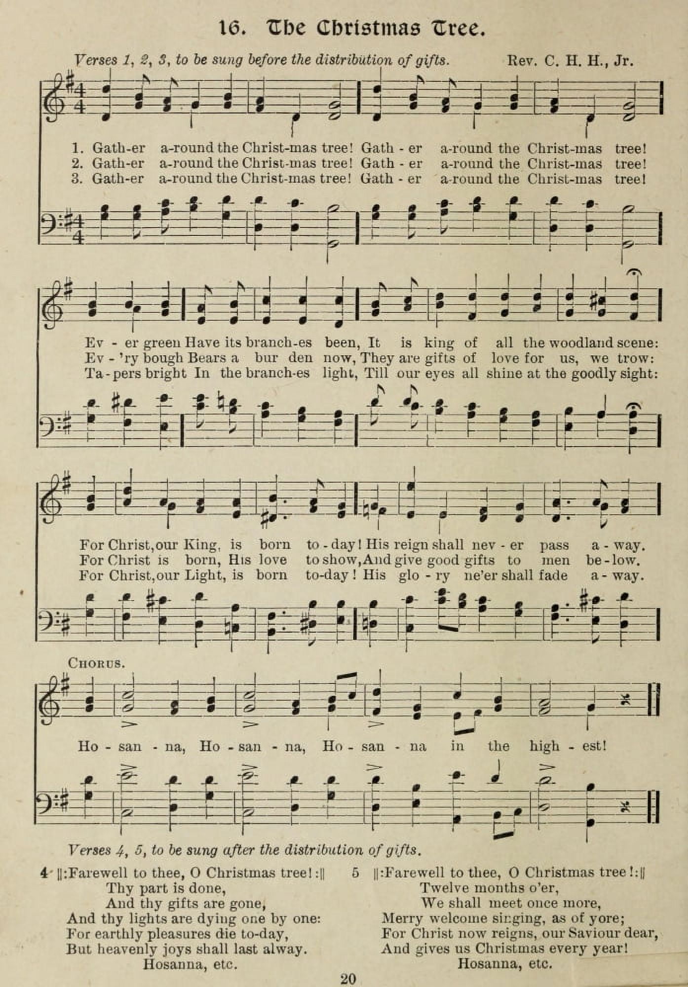 Christmas Tree Gems of Christmas Song 1910 Canvas Art - (18 x 24)