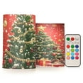 thumbnail image 1 of Christmas Tree Gift Box Flickering Flameless Candles Battery Operated with Remote Timer LED Pillar Candles Set of 2, 1 of 7