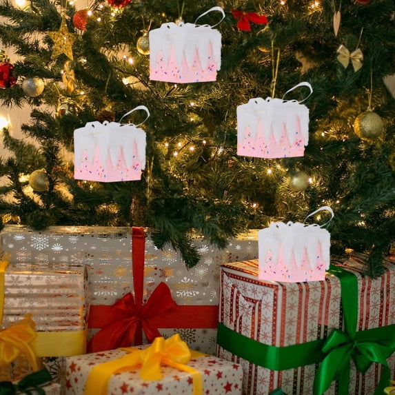 Christmas Tree Gift Boxes Ornaments,3pc Pastel Glittered Christmas Tree Present Boxes,Christmas Tree Mini Gift Boxes,Christmas Hanging Ornaments Pendant Decoration for Xmas Tree Holiday Home Decor