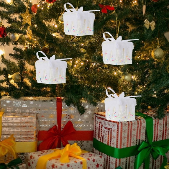 Christmas Tree Gift Boxes Ornaments,3pc Pastel Glittered Christmas Tree Present Boxes,Christmas Tree Mini Gift Boxes,Christmas Hanging Ornaments Pendant Decoration for Xmas Tree Holiday Home Decor