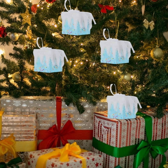 Christmas Tree Gift Boxes Ornaments,3pc Pastel Glittered Christmas Tree Present Boxes,Christmas Tree Mini Gift Boxes,Christmas Hanging Ornaments Pendant Decoration for Xmas Tree Holiday Home Decor