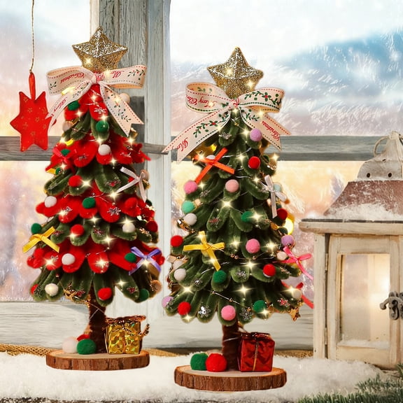 Christmas Tree Gifts 11.6inch Mini Artificial Christmas Tree with Strings Lights Small Tabletop Twisted Stick Christmas Tree Ornaments Battery Operated DIY Christmas Decor Christmas Eve Gifts