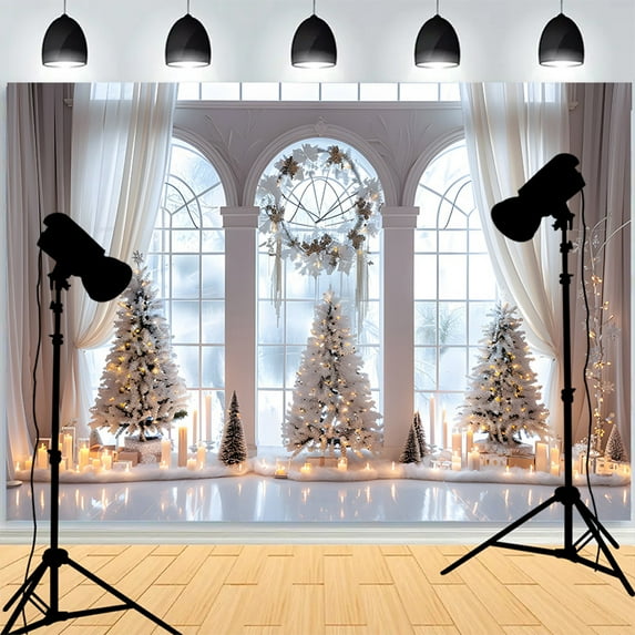 Christmas Tree Gifts Window Photography Backdrop Living Room Snowflake Family Party New Year Holidays Studio Background XH-22