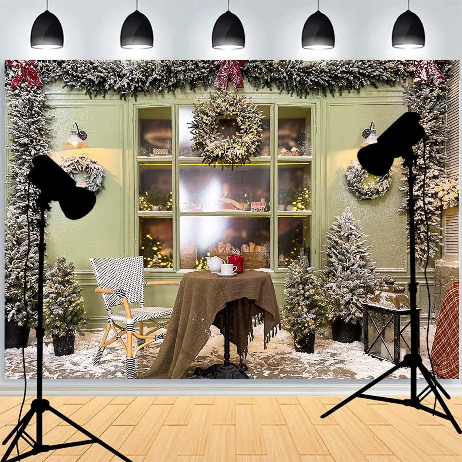 Christmas Tree Gifts Wood Photography Backdrop Living Room Snowflake ...
