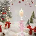 thumbnail image 1 of Christmas Tree Glass Candle Holder with Wreath, 6.3-Inch Green Holiday Candle Stand, Festive Table Decor for Christmas Home Decoration pink, 1 of 7