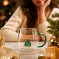 thumbnail image 1 of Christmas Tree Glass Cup, Heatproof Home Beverage Cup, Christmas Gift Cup for Coffee Tea, Holiday Kitchen Drinkware, Family Mug for Home,Green, 1 of 7