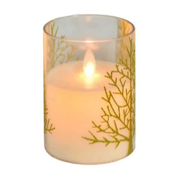 Christmas Tree Glass Flameless Candles with Remote Timer Battery Operated Real Wax 3D Wick LED Flickering Pillar Candles Christmas Holiday Decor