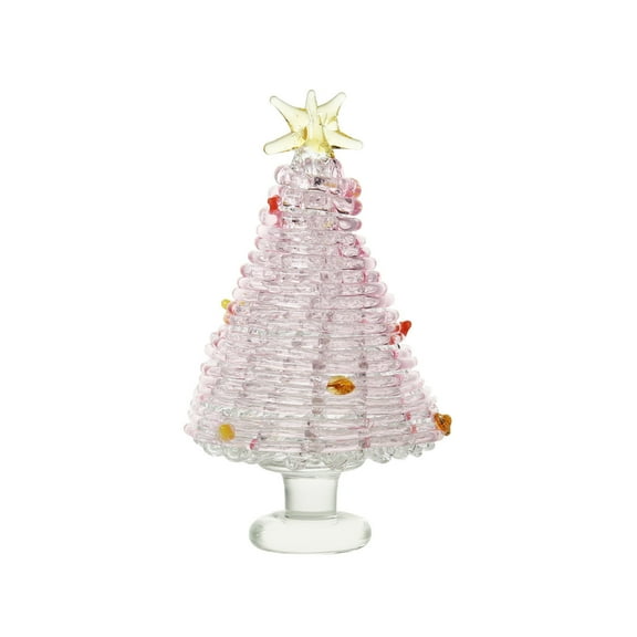 Christmas Tree Glass Ornaments,Glass Christmas Tree,Clear Hand Blown Glass Christmas Tree Glass Figurine Decoration for Xmas Window Tabletop Mantel