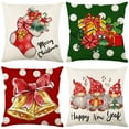 thumbnail image 1 of Christmas Tree Gnome Decorative Throw Pillow Covers 18x18 Set of 4, Christmas Present Gifts Red Green Polka Dots Porch Outdoor Home Decor, Bells Holly Berry Winter Holiday Party Cushion Case, 1 of 5