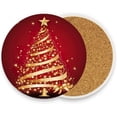 thumbnail image 1 of Christmas Tree Gold Coasters Absorbent Moisture Non-Slip Drink Coaster Ceramic Stone with Cork Base Desktop Protection, 4PCS, 1 of 6