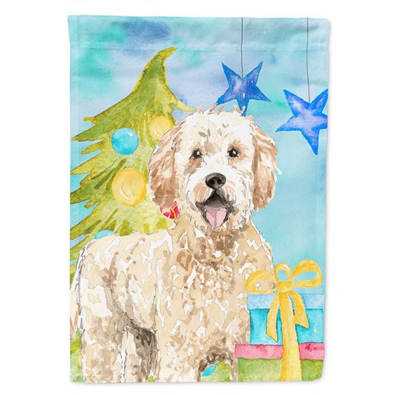 Christmas Tree Goldendoodle Flag Canvas House Size