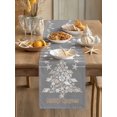 thumbnail image 1 of Christmas Tree on Gray Stripe Table Runner 13x36in Non-Slip Cotton Linen Table Runners, Marine Starfish Sea Shell Dresser Scarves TableRunner for Dinner Kitchen Dining Wedding Party, 1 of 9