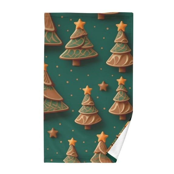 Christmas Tree Green Cotton Face Towels Soft Hand Towel Absorbent Bathroom Towel for Kitchen Hotel Decoration