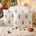 thumbnail image 1 of Christmas Tree Green Throw Pillow Covers 20x20, Soft Faux Fur Embroidered Throw Pillows for Couch Sofa Cushion Covers Holiday Home Decor, 1 of 6