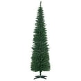 thumbnail image 1 of Christmas Tree HOMCOM 7' Artificial Pencil Christmas Tree, Slim Xmas Tree with 499 Realistic Branch Tips and Plastic Stand, Green,Flocked Christmas Tree, 1 of 9