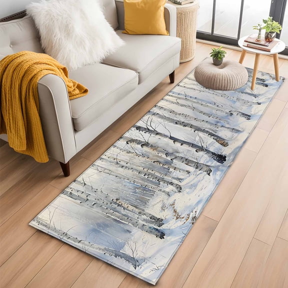 Christmas Tree Hallway Runner Rug 2'x6', Non Slip Area Rugs for Entryway, White Winter Xmas Snowflake Washable Low Pile Indoor Floor Carpet for Laundry Room Bedroom Kitchen Corridor