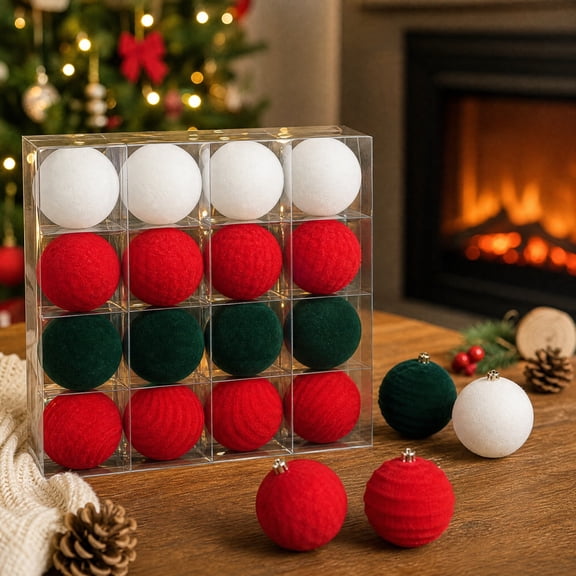 Christmas Tree Hanging Ball Ornaments Set of 16, Various Small Shatterproof Christmas Ball Decorations for Xmas Tree, Perfect Plastic Hanging Balls for Winter Holiday Home Party Decor (G)