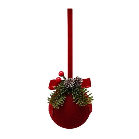 Christmas Tree Hanging Bells with Santa Design - Red Flocked Nordic Ornaments for Indoor Outdoor Holiday Decor, Festival Party Christmas Decorations
