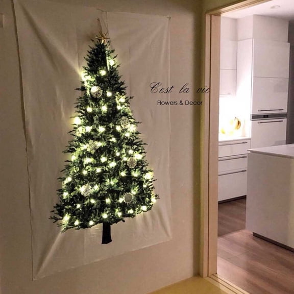 Christmas Tree Hanging Cloth Wall Decoration Cloth Small Fresh Holiday Background Cloth Tapestry Christmas Wall Decoration 10 meter light string