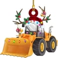 thumbnail image 1 of Christmas Tree Hanging Decoration Bulldozer Shape 2D Flat Acrylic Ornament With Cute Antlers Santa Hat Colored Lights Small Ornaments For Home Party Christmas Tree Wall Festival, 1 of 5