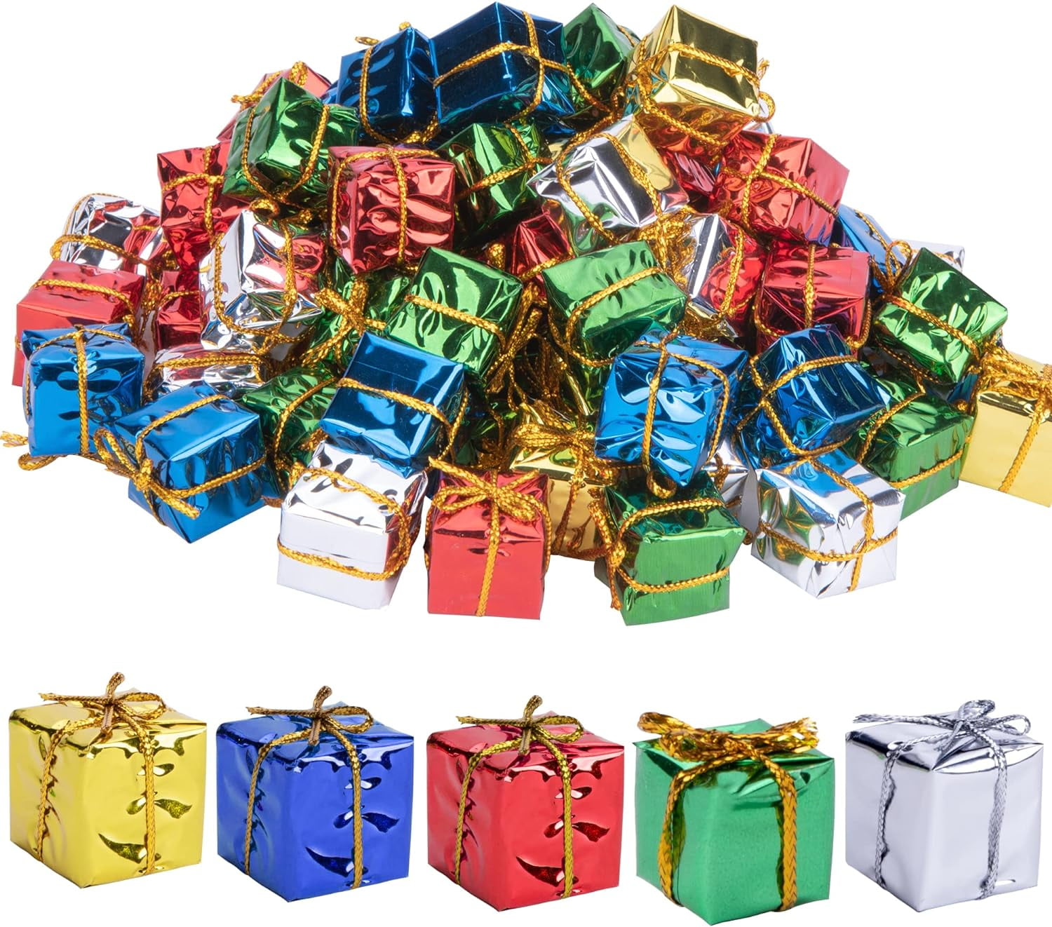 Deepwonder Shiny Mini Boxes Ornaments 12pcs Christmas Tree Small Gift Boxes  Hanging Decorations for Party Holiday Housewarming 