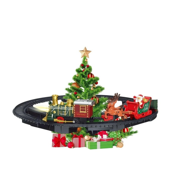 Christmas Tree Hanging Electric Train, Animated Railway Set with Lights and Sound, Musical Bluetooth Decor, Rechargeable Battery-powered Holiday Toy for 5-8 Years
