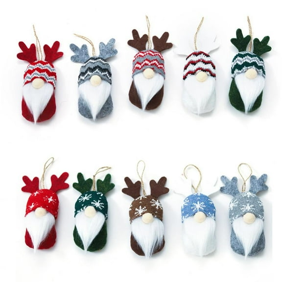 Christmas Tree Hanging Gnomes Elf Gnome Plush Christmas Ornaments Elk Swedish Handmade Gnome Decor Mini Halloween Gnomes Scandinavian Santa Holiday Decoration for Walls Stairs Windows(10 Pieces)