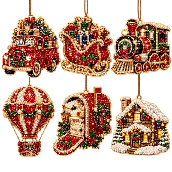 Christmas Tree Hanging Ornament Set DIY Diamond Painting Pendants Handcrafted Festive Crystal Art Craft Kit for Holiday Decoration Wall Window B302