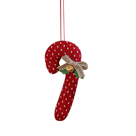 Christmas Tree Hanging Ornaments - Fabric Candy Cane Decorations 5.3 Inch, Handcrafted Holiday Decor for Xmas Tree, Wall, Home, Restaurant Christmas and New Year Festive Decor