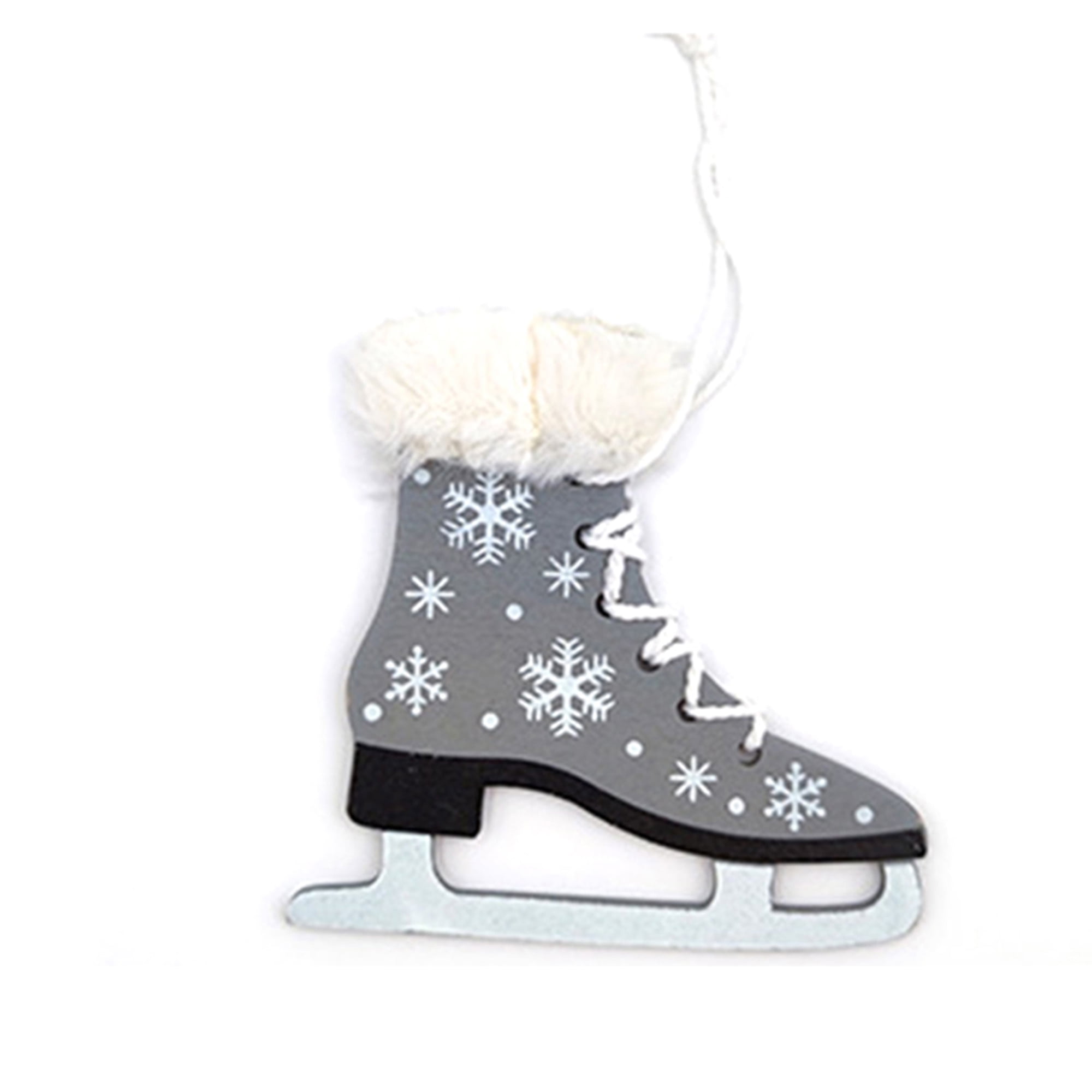 Christmas Tree Hanging Ornaments Ice Skate Pattern Xmas Wooden