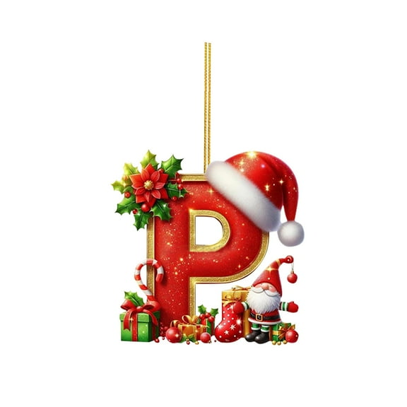 Christmas Tree Hanging Ornaments Initial Christmas Ornaments for Tree Decorations,26 Letter Decorative Hanging Christmas Alphabet Letters DIY Craft Ornaments for Christmas Tree
